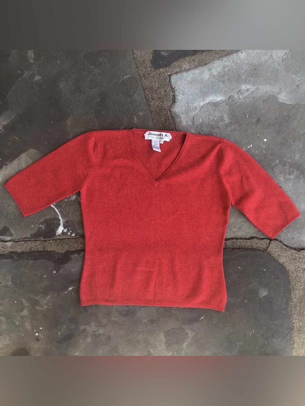 VTG Joseph A. Qu’est Ce Que C’est Silk V-Neck Red Sweater